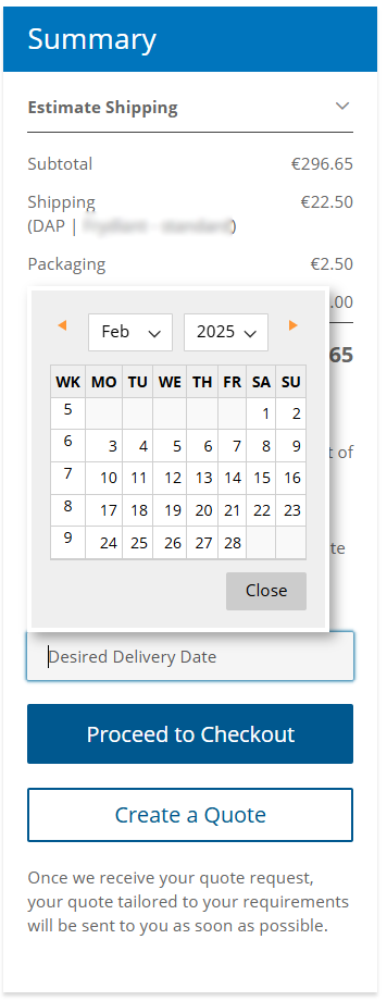 Desired date for delivery